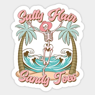 "Salty Hair Sandy Toes" Vintage Skeleton Sticker